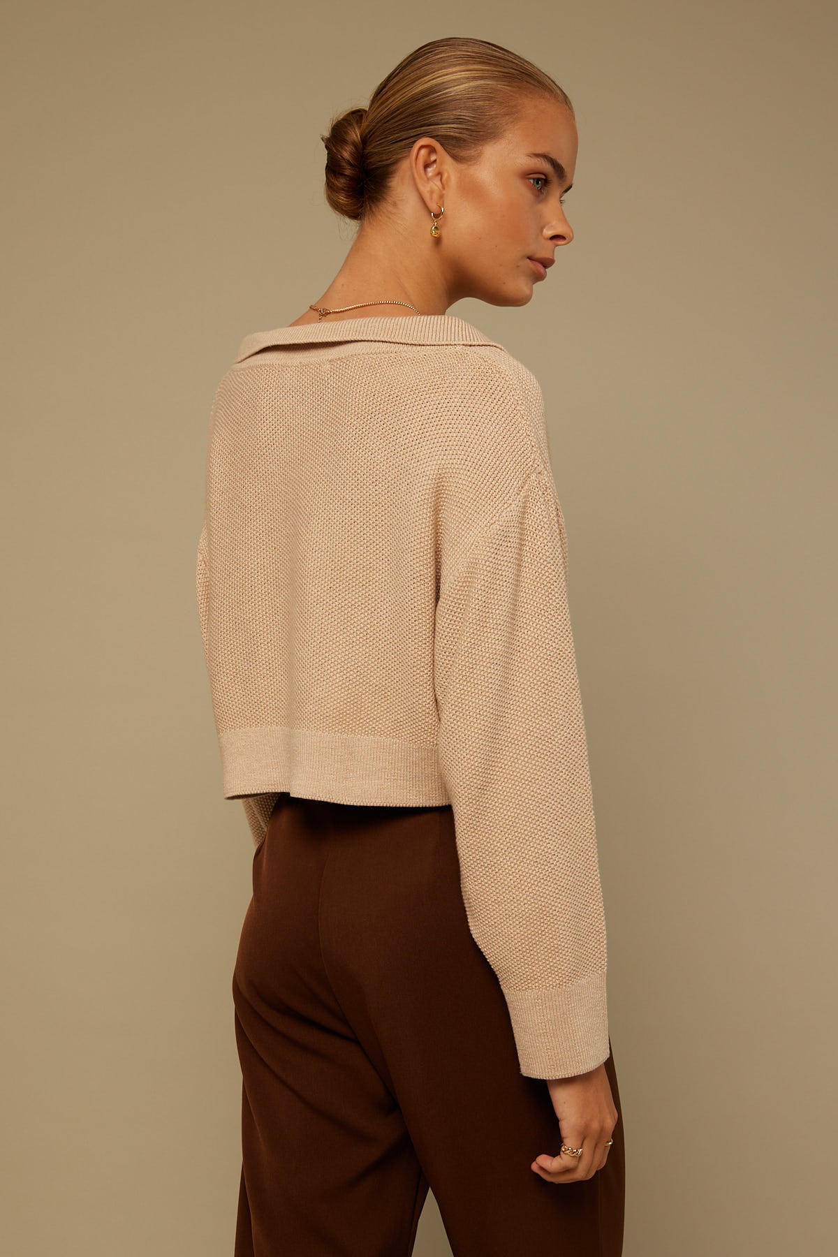 Perfect Stranger Collared Knit jumper Nude