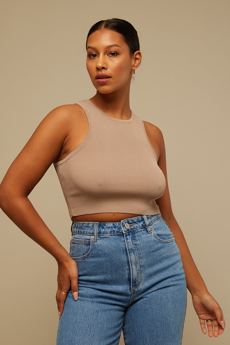 Perfect Stranger Tamia Crop Tank Taupe