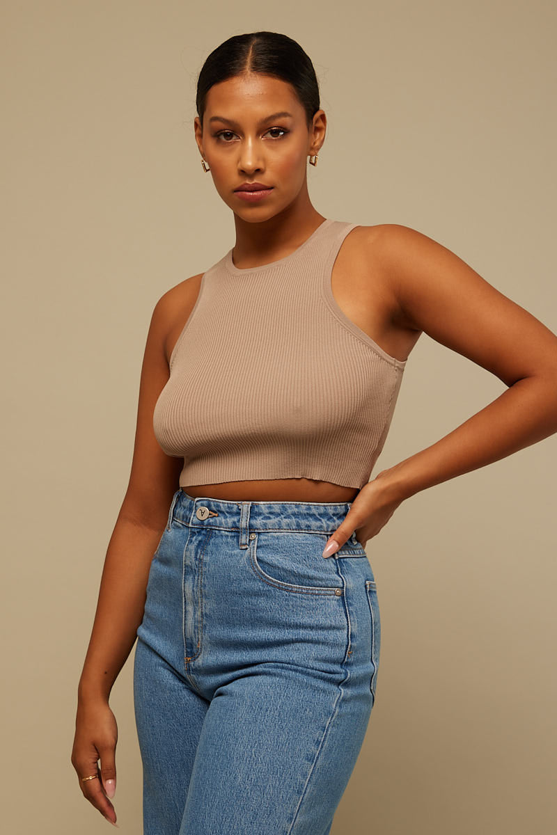 Perfect Stranger Tamia Crop Tank Taupe