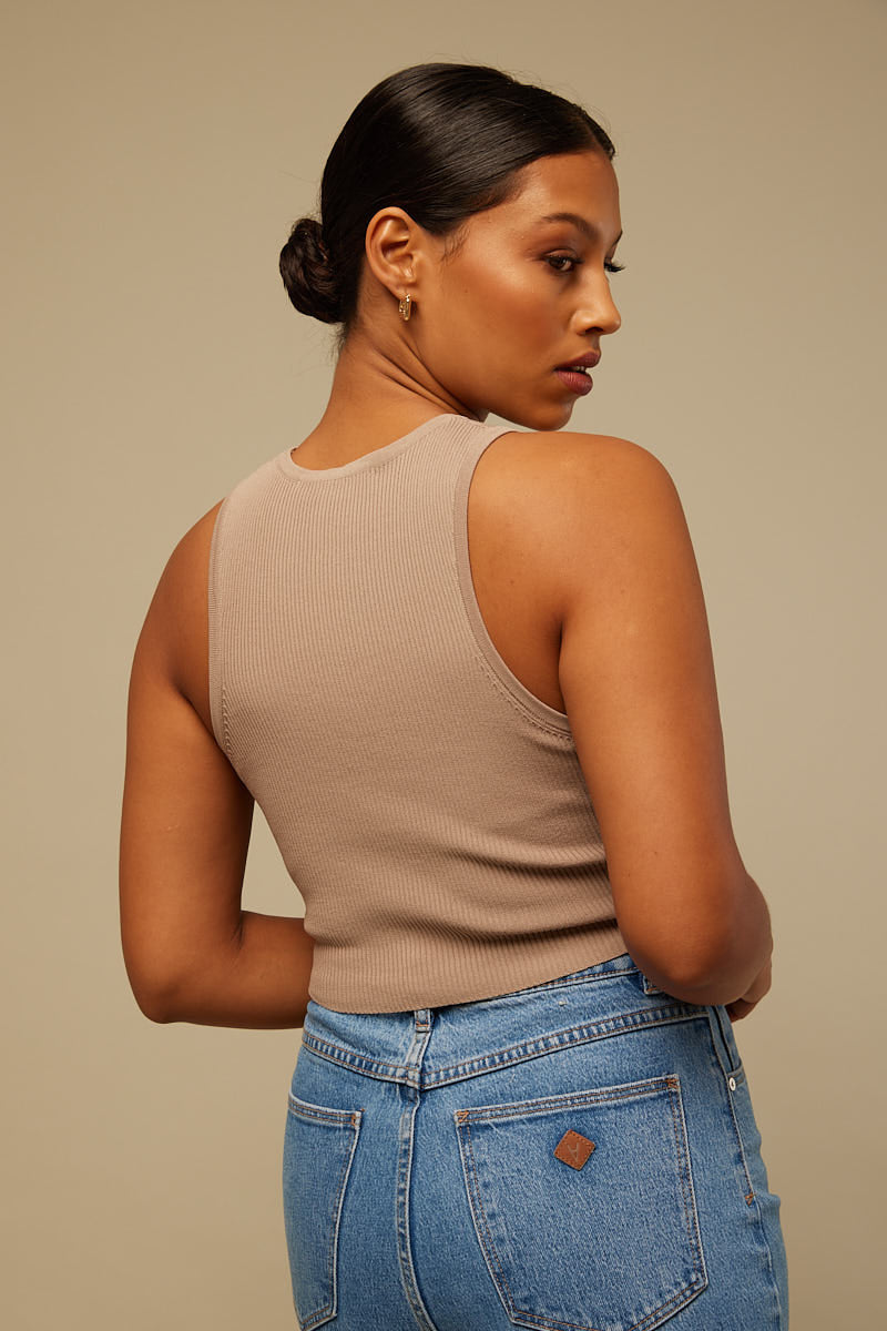 Perfect Stranger Tamia Crop Tank Taupe