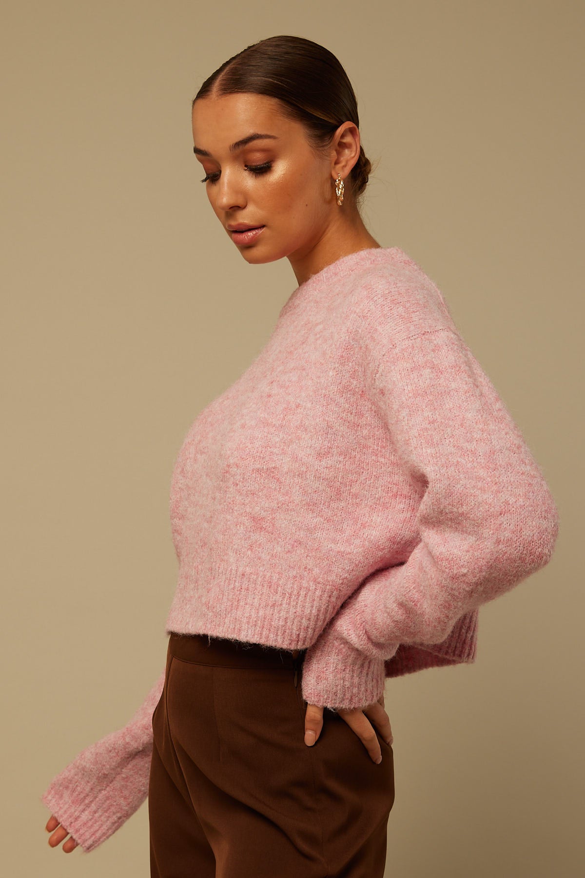 Perfect Stranger Fluffy Crossed Jumper Pink