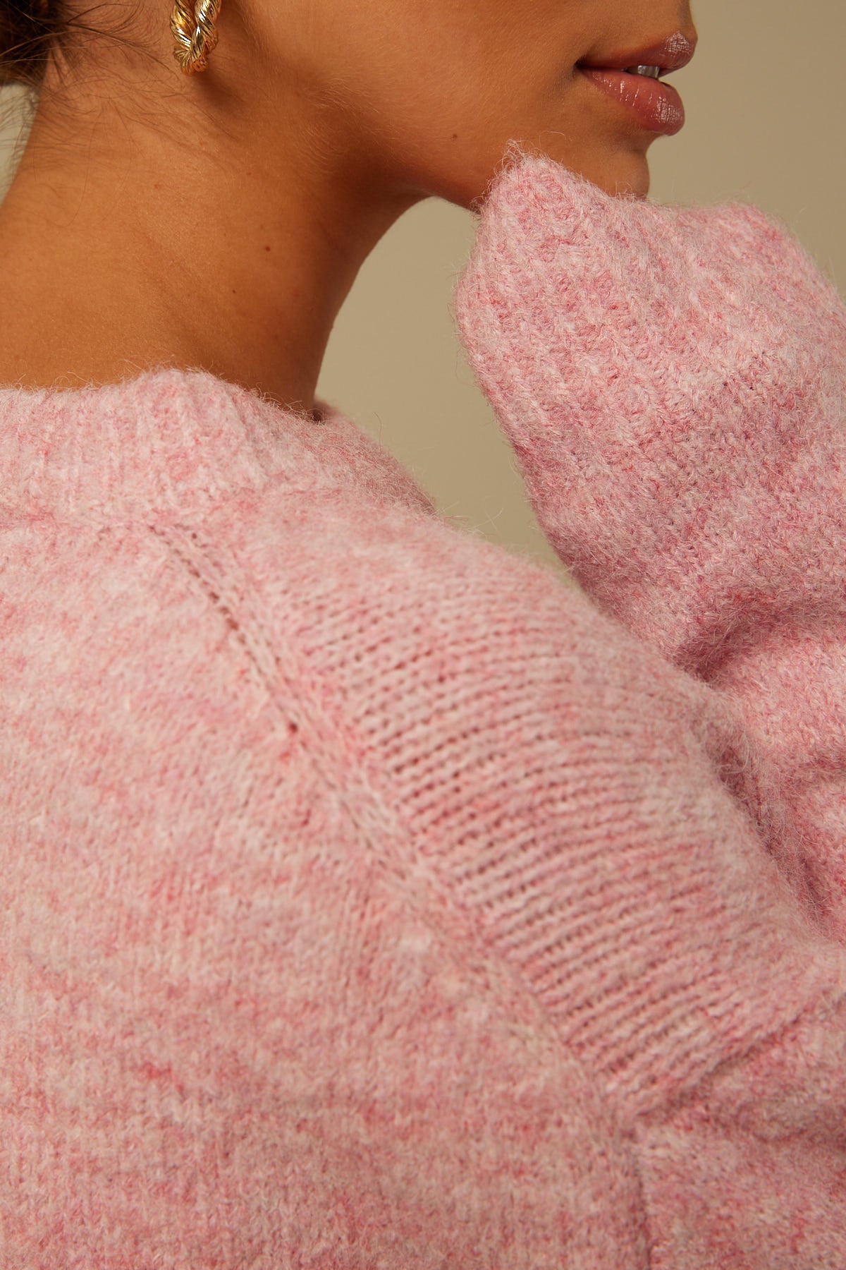 Perfect Stranger Fluffy Crossed Jumper Pink