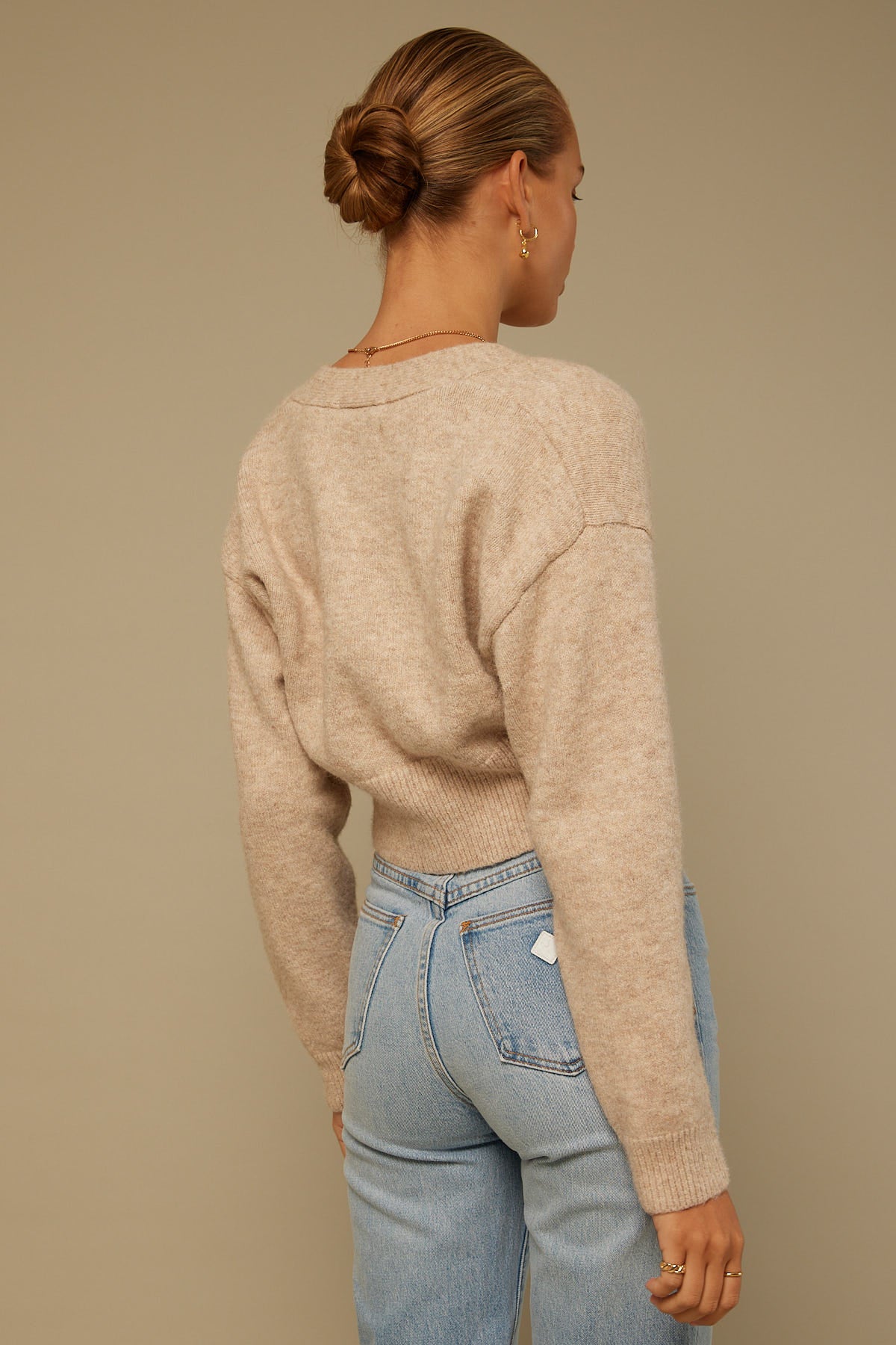 Perfect Stranger Fluffy Cropped Cardigan Nude