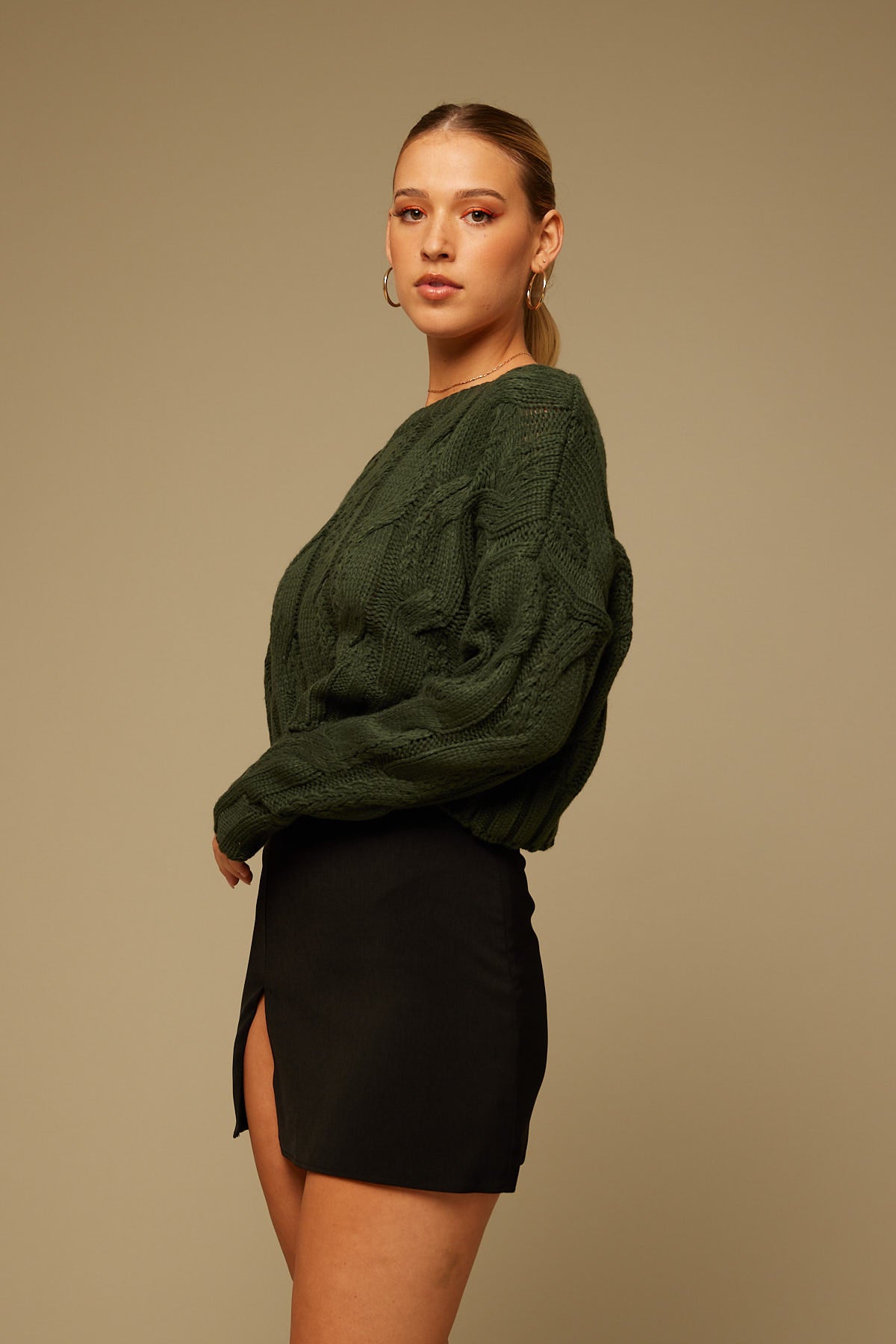Perfect Stranger Anderson Cable Knit Jumper Green