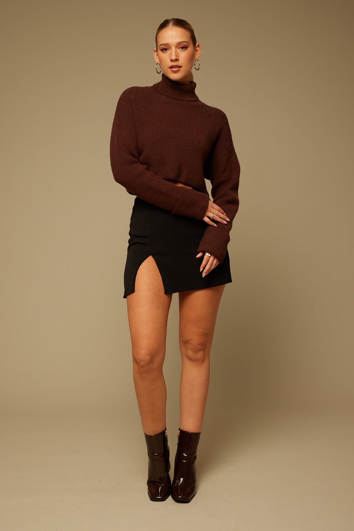 Perfect Stranger Floyd Roll neck Jumper Brown