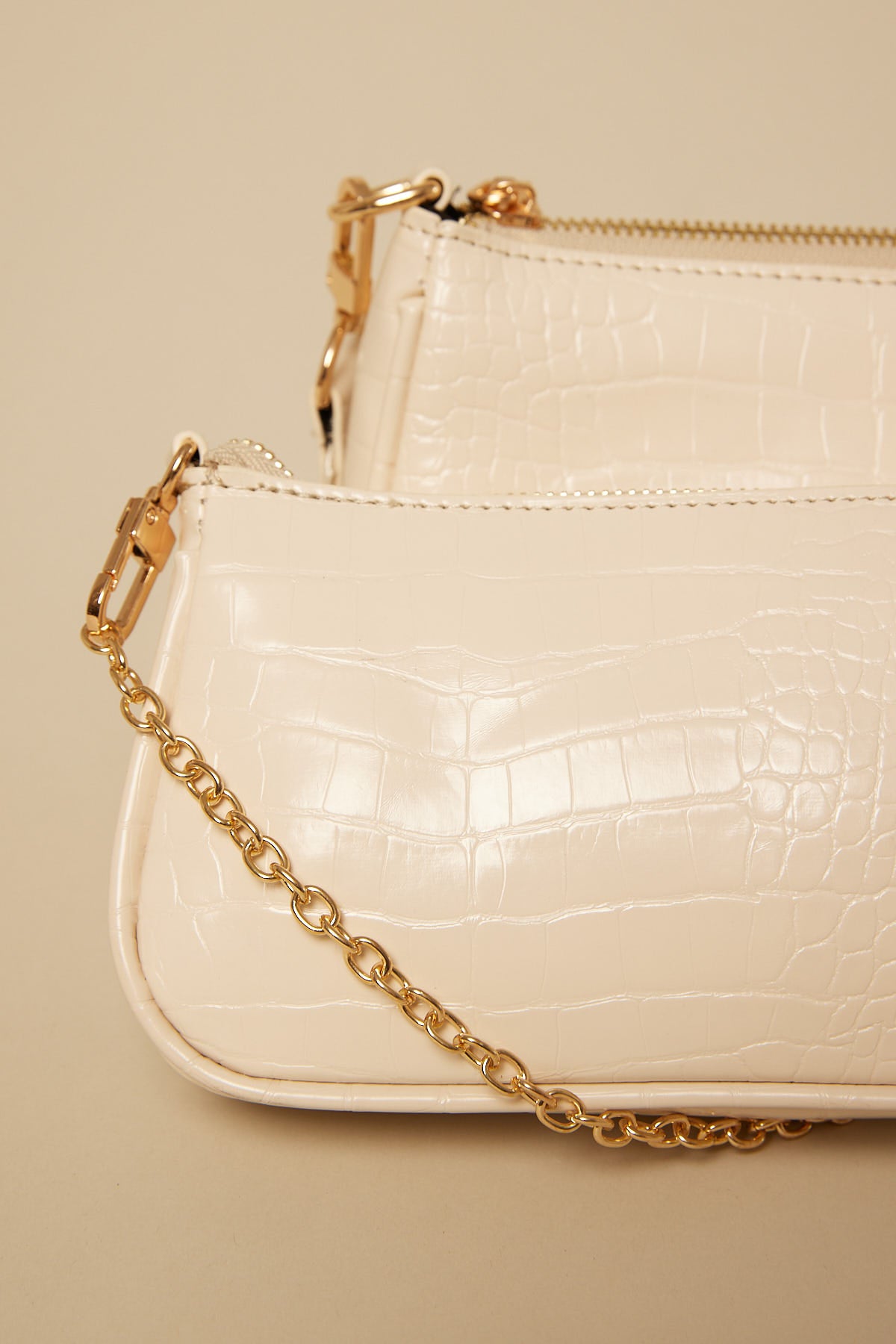 Token Double Croc Crossbody Bag Oat