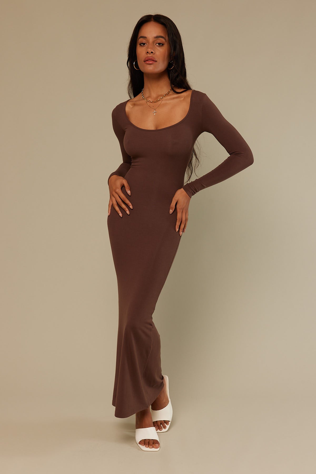 Perfect Stranger Diamond In The Desert Midi Dress Brown