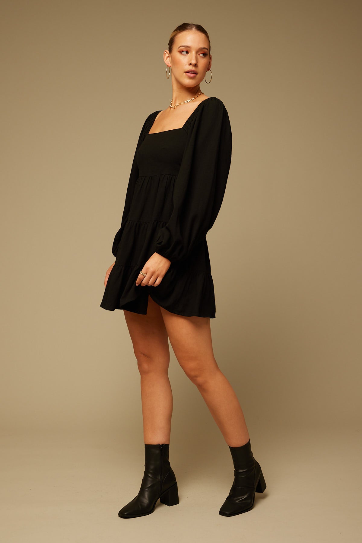 Perfect Stranger I Dare You Long Sleeve Mini Dress Black