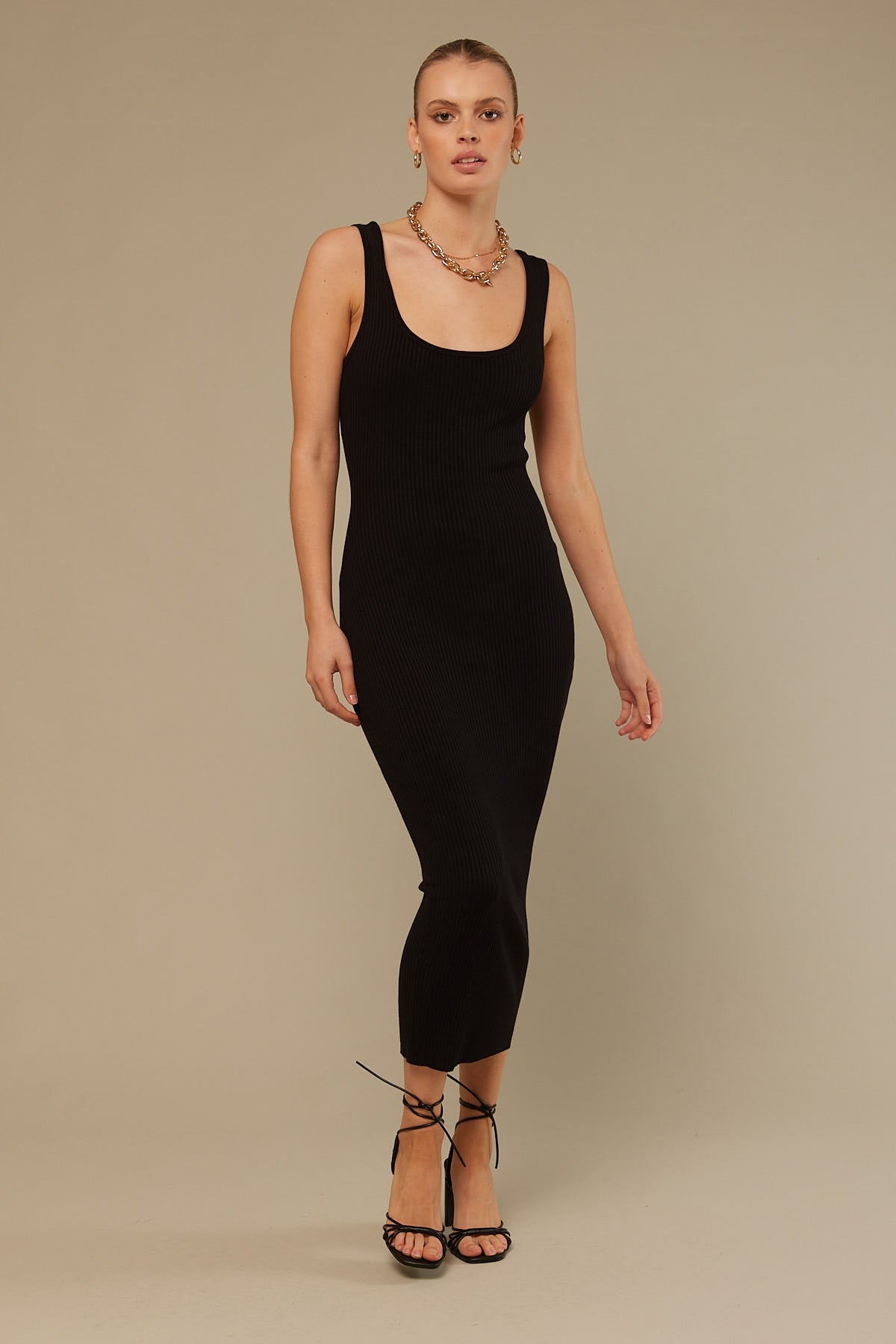 Perfect Stranger Celestial Knit Midi Dress Black