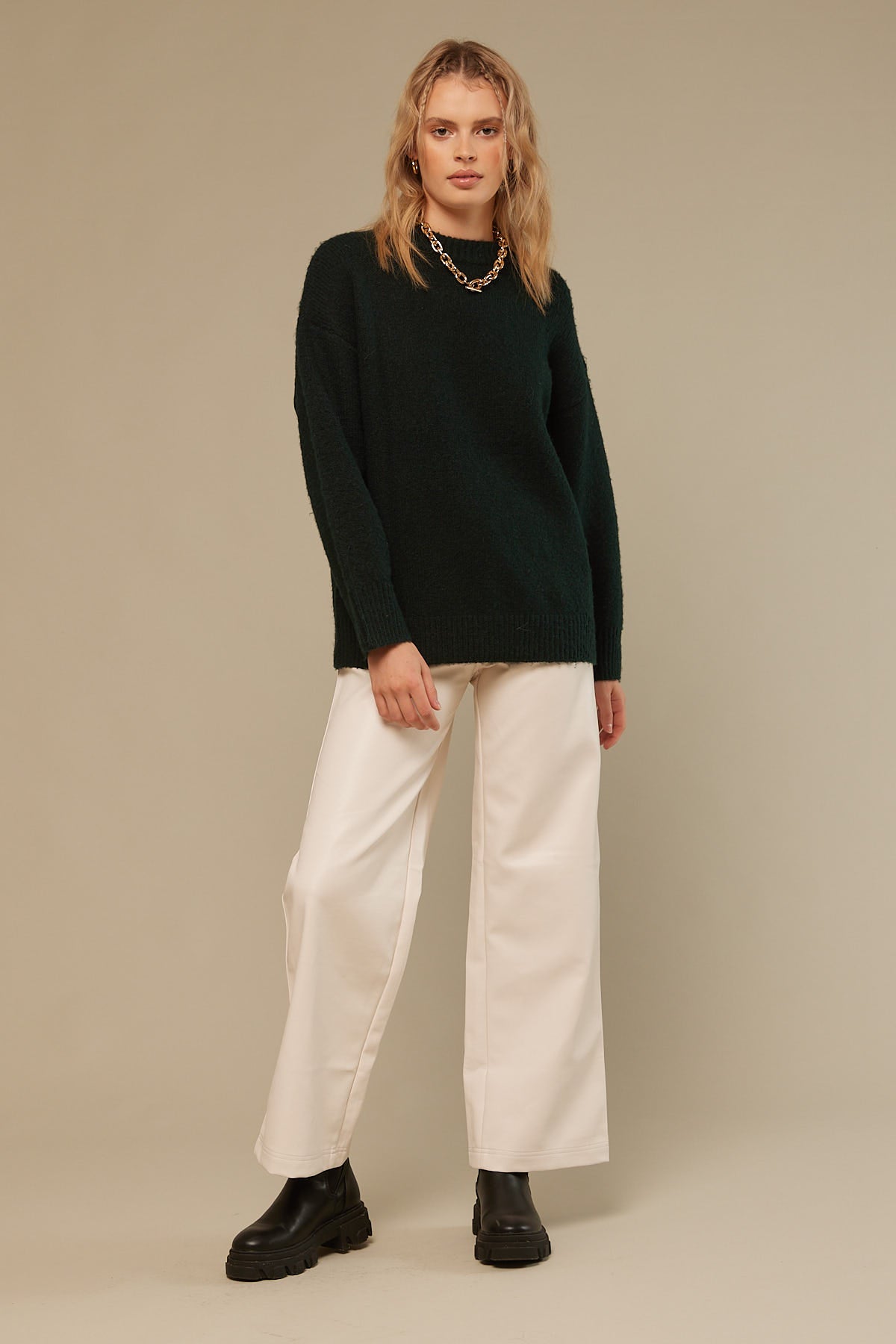 Perfect Stranger Oversized Boxy Knit Jumper Green