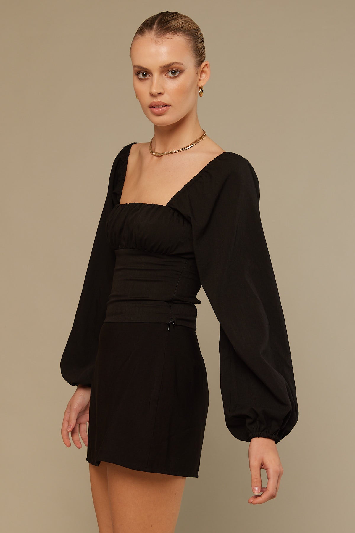 Perfect Stranger Lottie Gathered Top Black