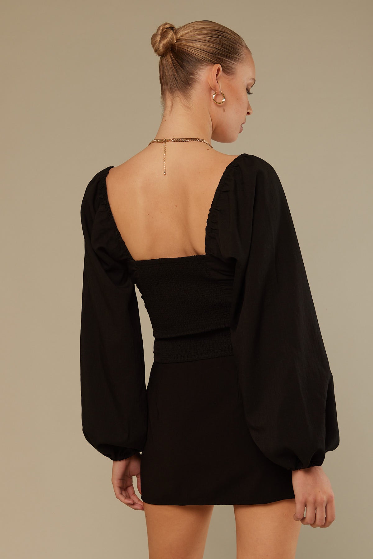 Perfect Stranger Lottie Gathered Top Black