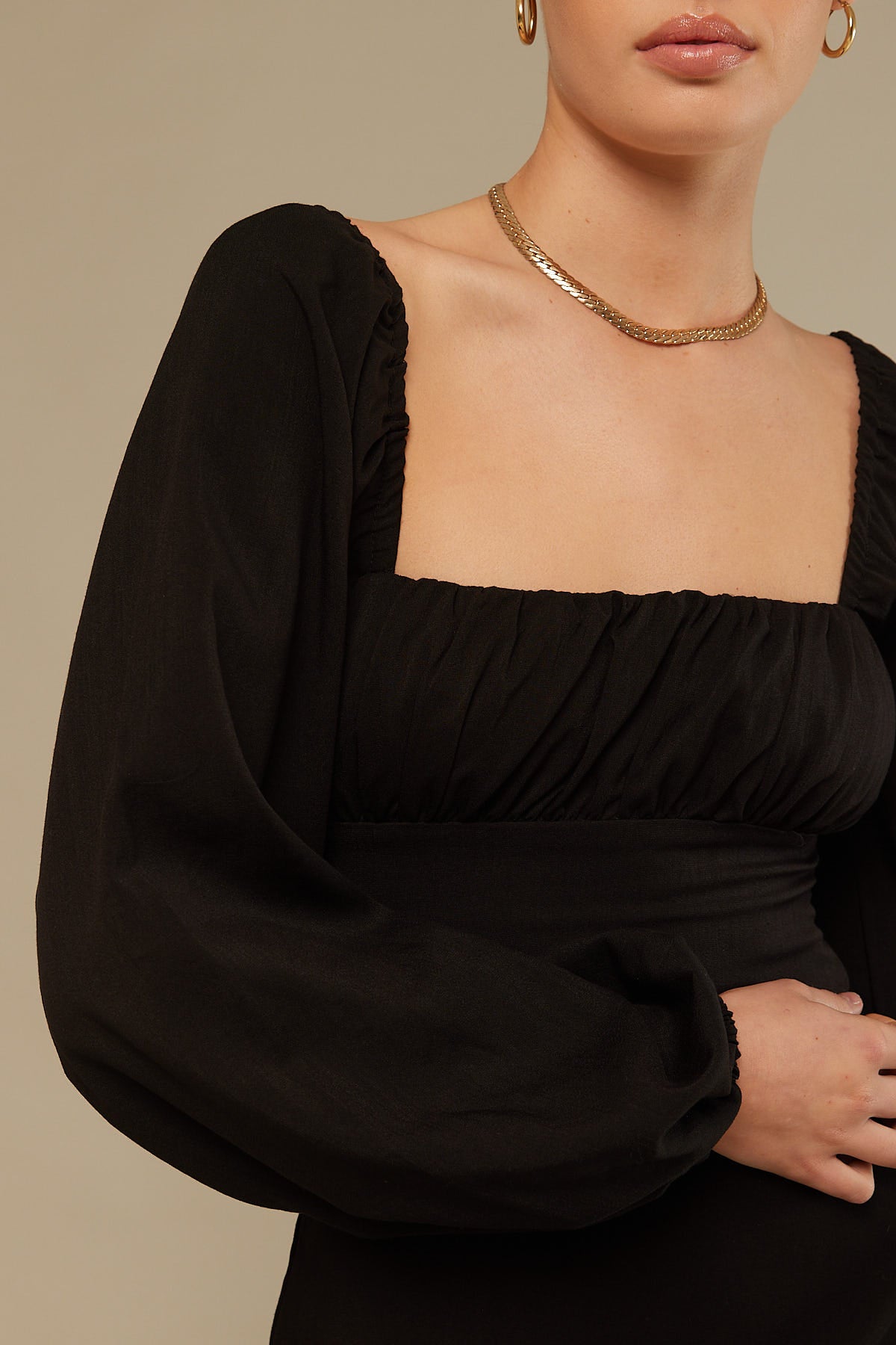 Perfect Stranger Lottie Gathered Top Black