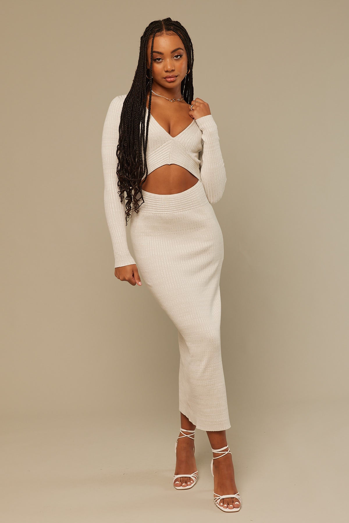 Perfect Stranger Palmer Knit Midi Dress Grey