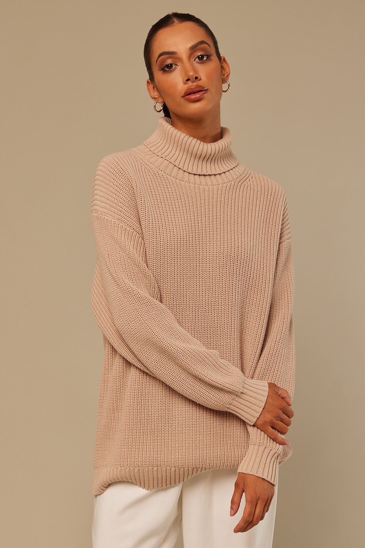 Perfect Stranger Oversized Roll Neck Jumper Oat