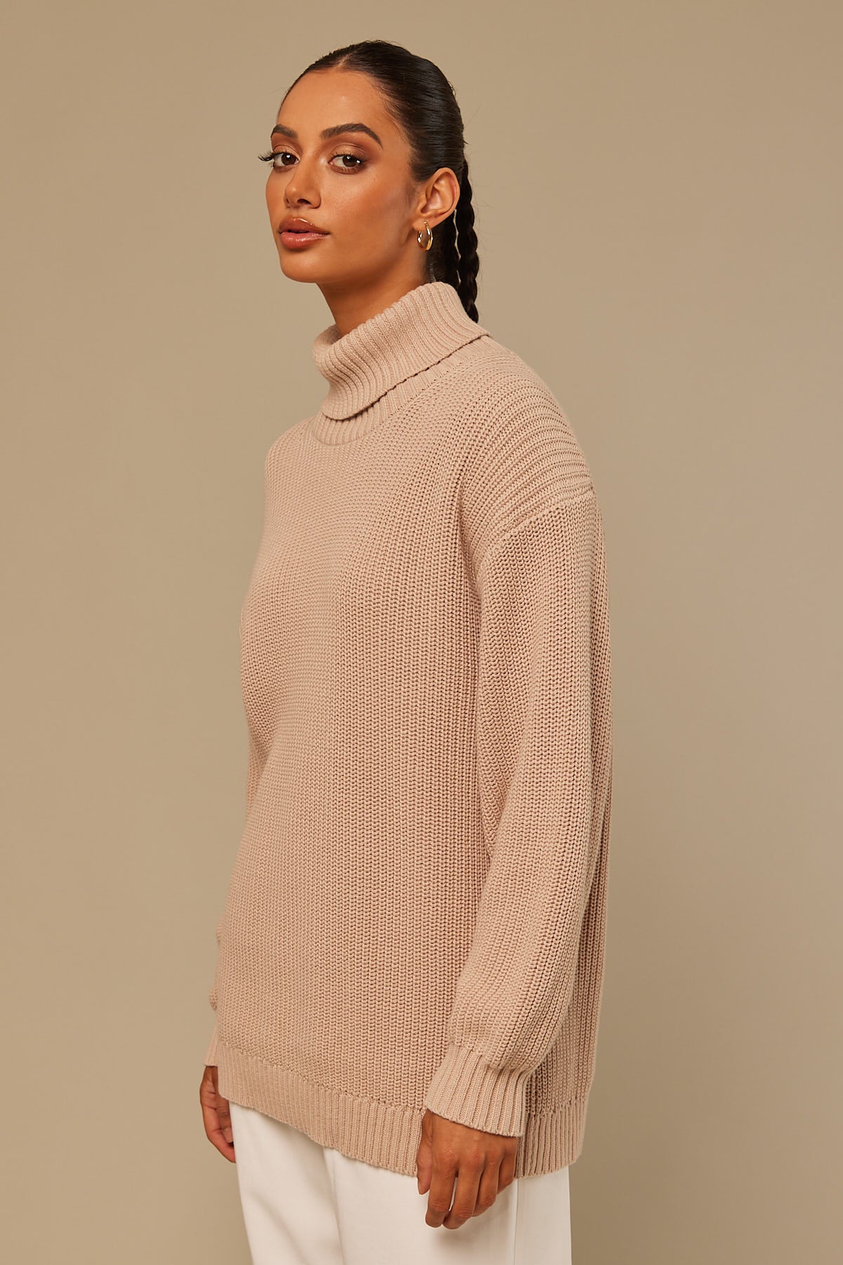 Perfect Stranger Oversized Roll Neck Jumper Oat
