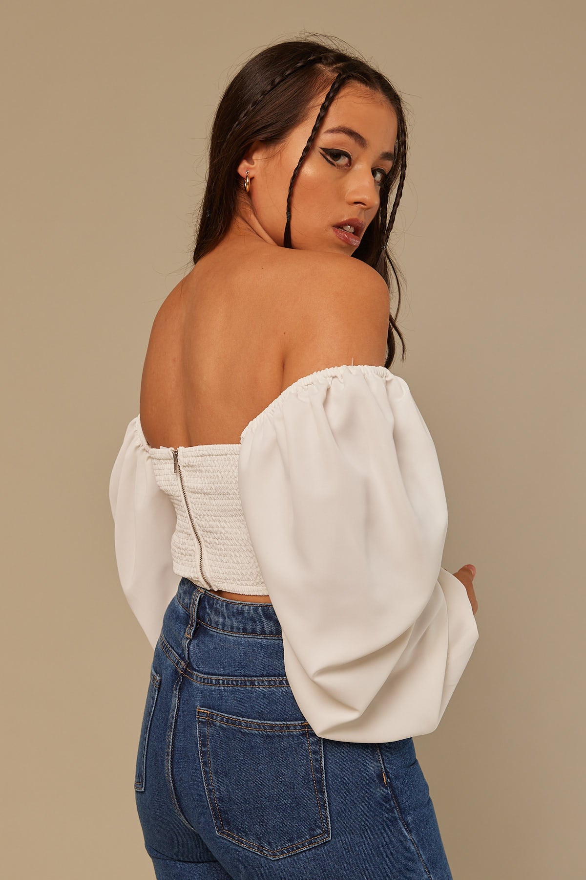 Perfect Stranger Sonnie Corset Long Sleeve Top White