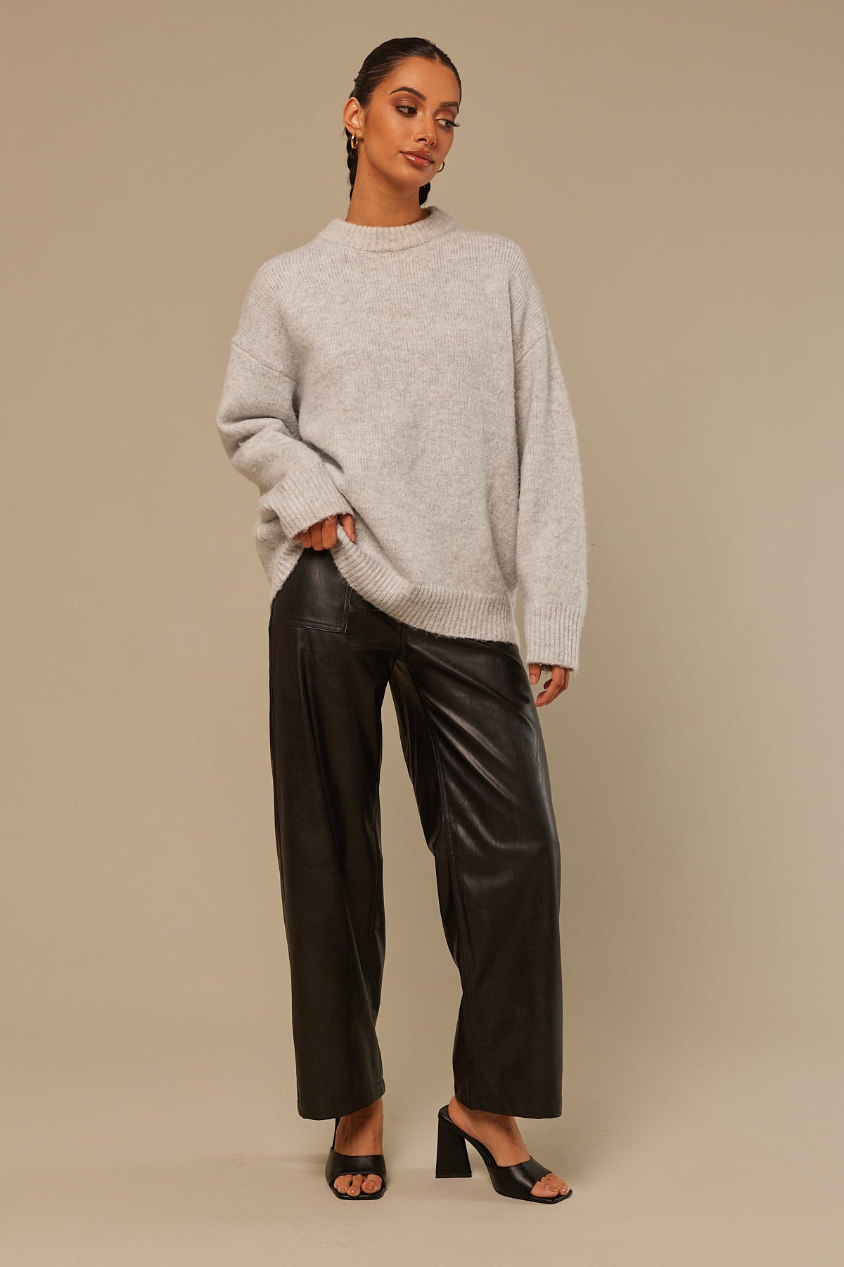 Perfect Stranger Oversized Boxy Knit Jumper Grey