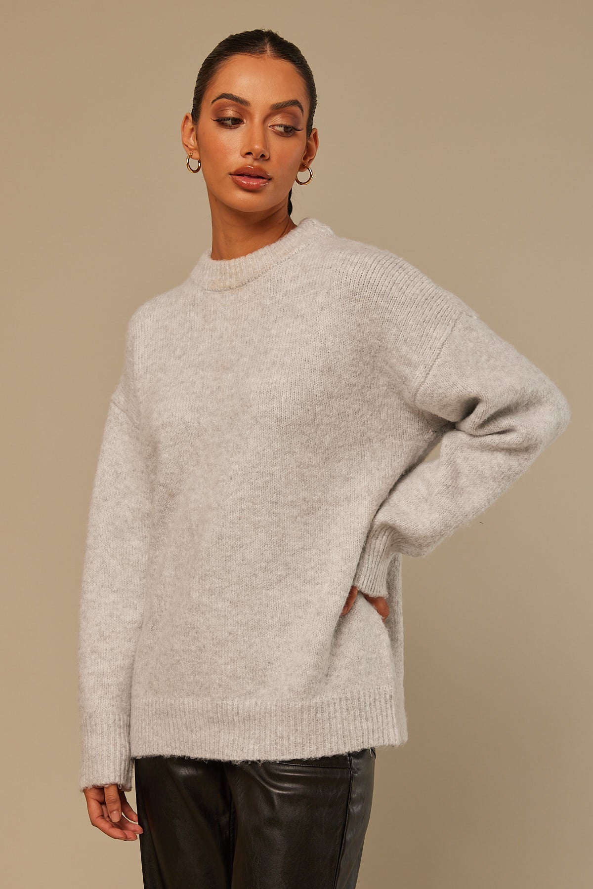 Perfect Stranger Oversized Boxy Knit Jumper Grey