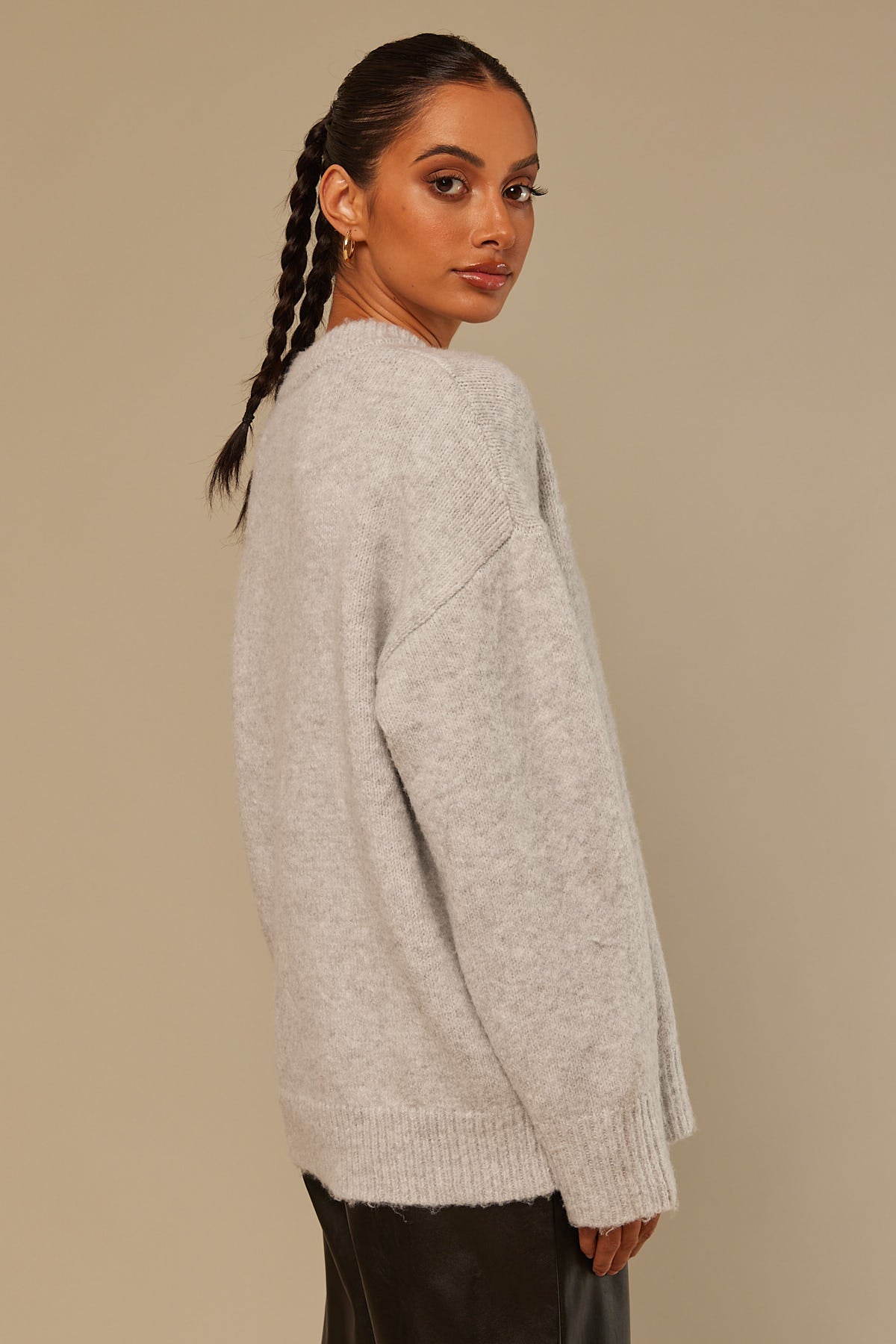 Perfect Stranger Oversized Boxy Knit Jumper Grey