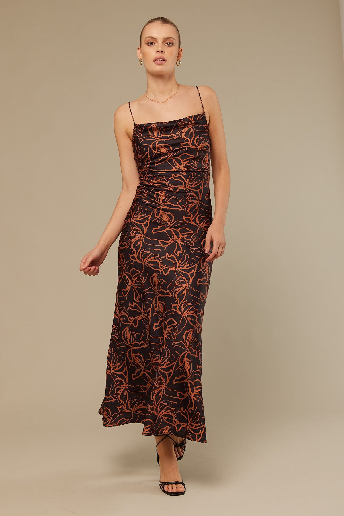 Perfect Stranger Wallflower Satin Midi Black Print