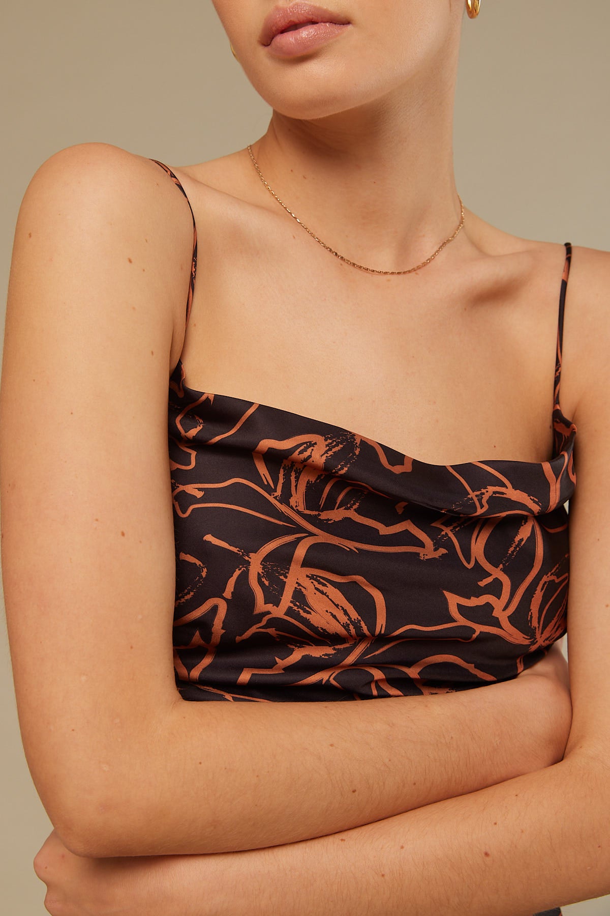 Perfect Stranger Wallflower Satin Midi Black Print
