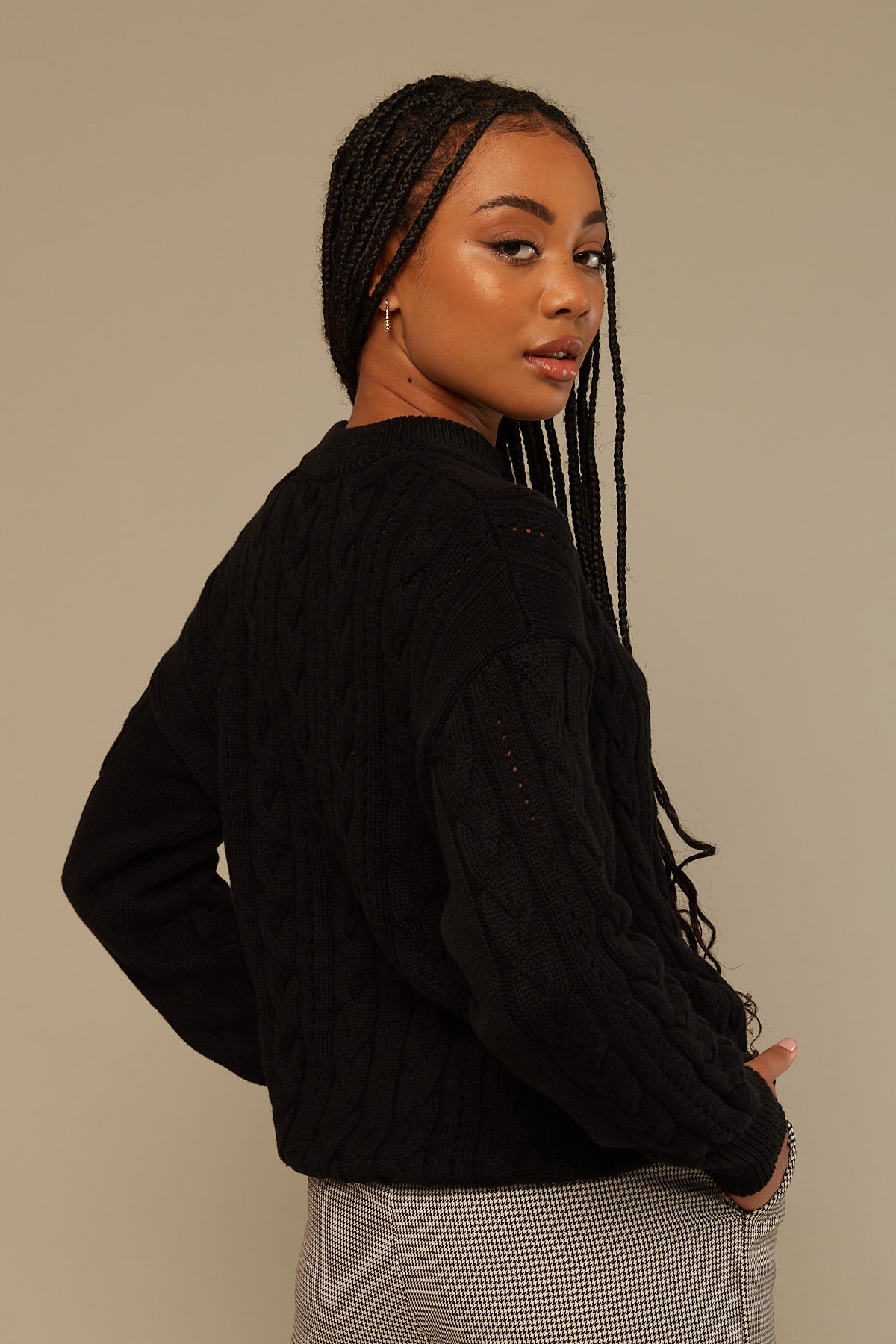 Perfect Stranger Oversized Cable Knit Jumper Black