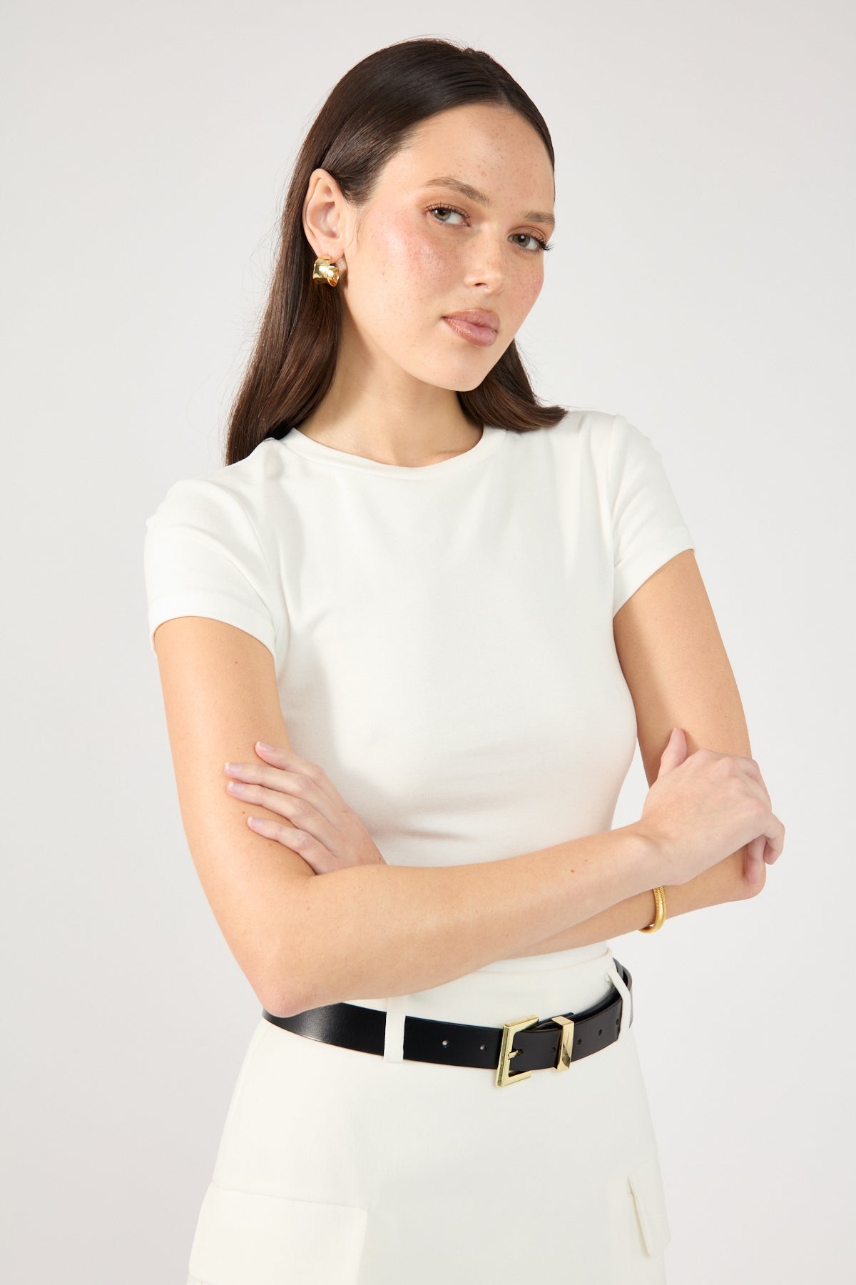 Perfect Stranger Cap Sleeve Tee White