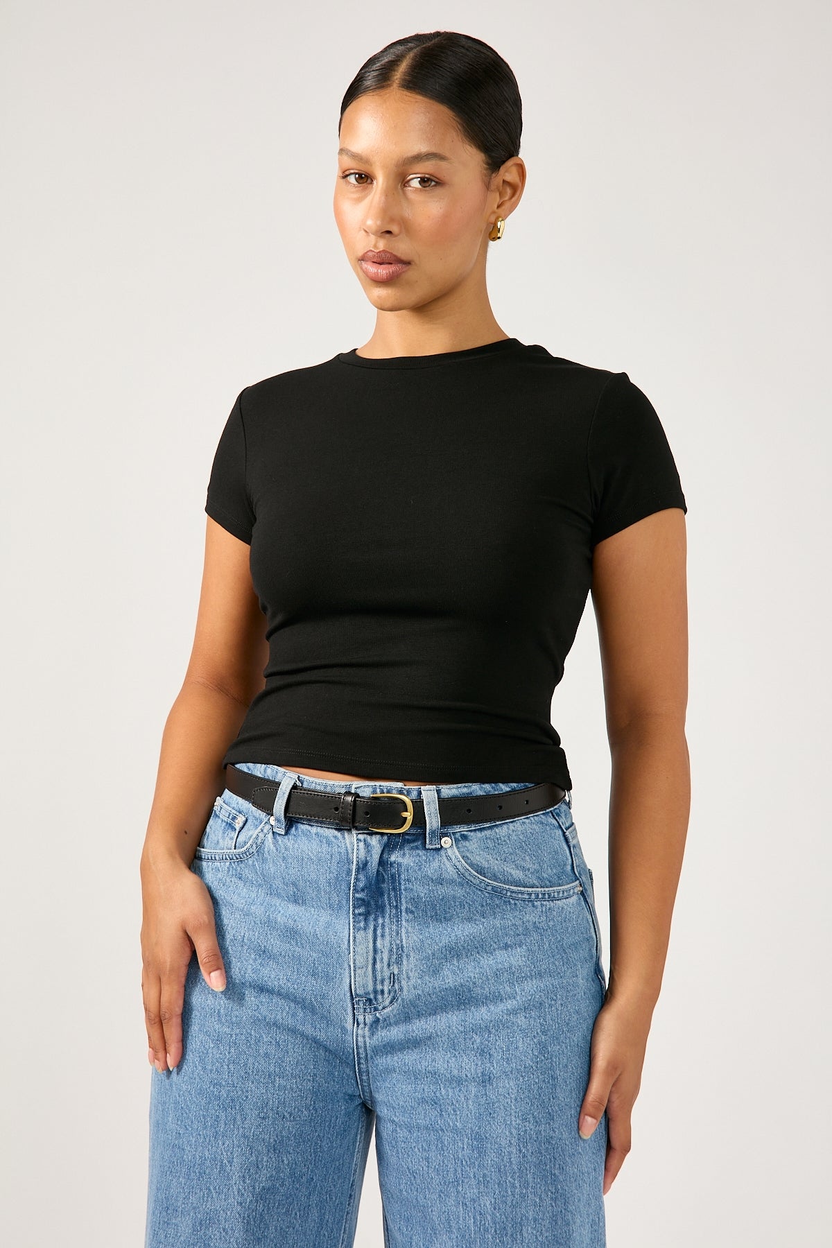 Perfect Stranger Cap Sleeve Tee Black