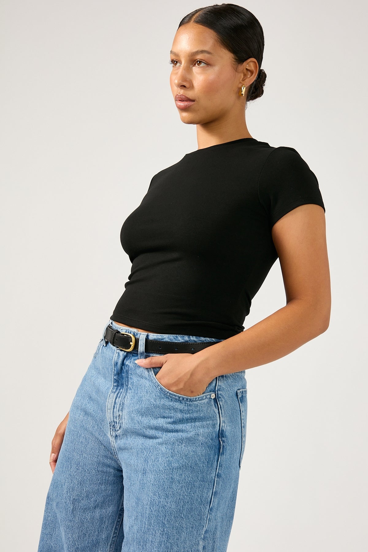 Perfect Stranger Cap Sleeve Tee Black