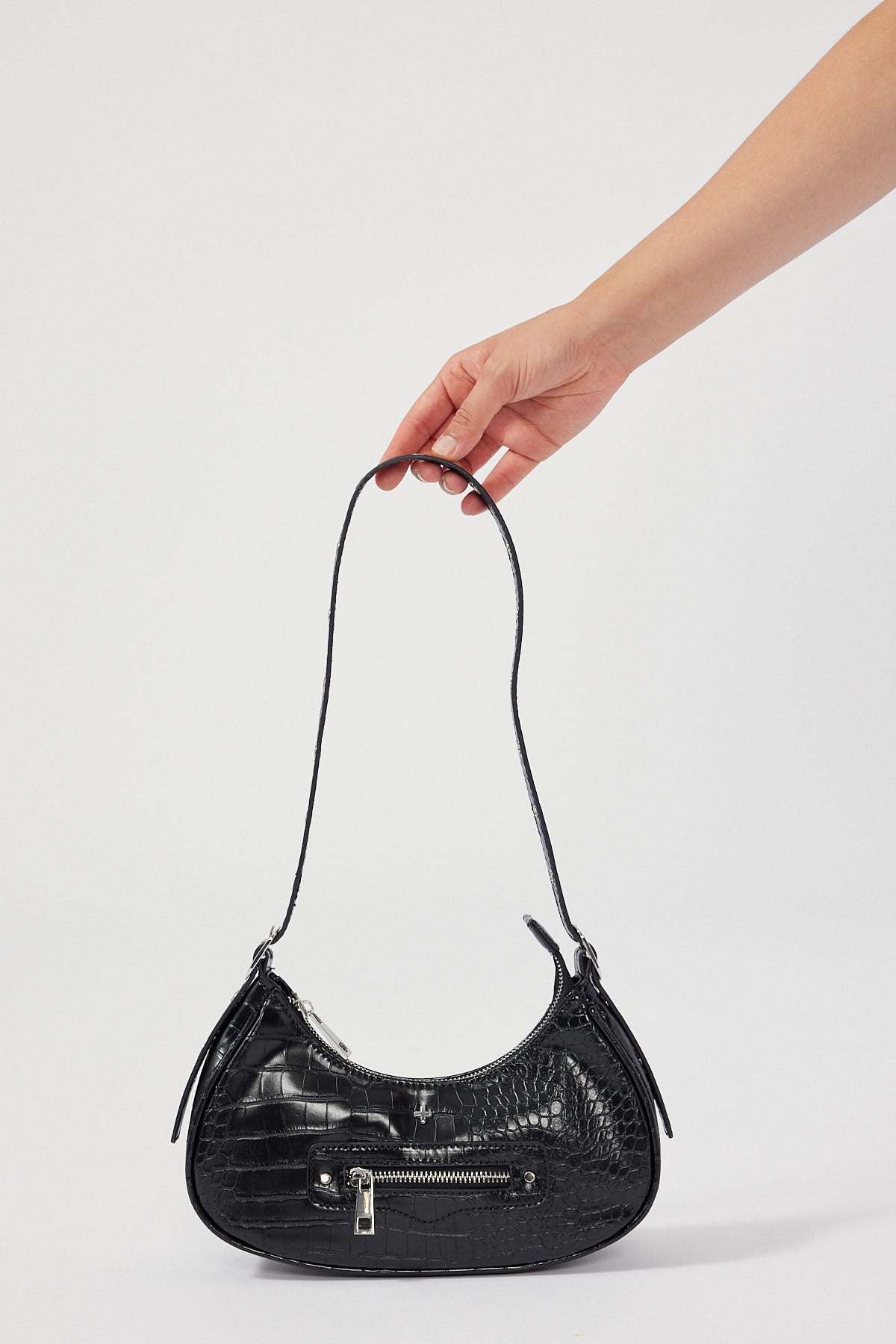 Peta + Jain Moto Black Croc Silver