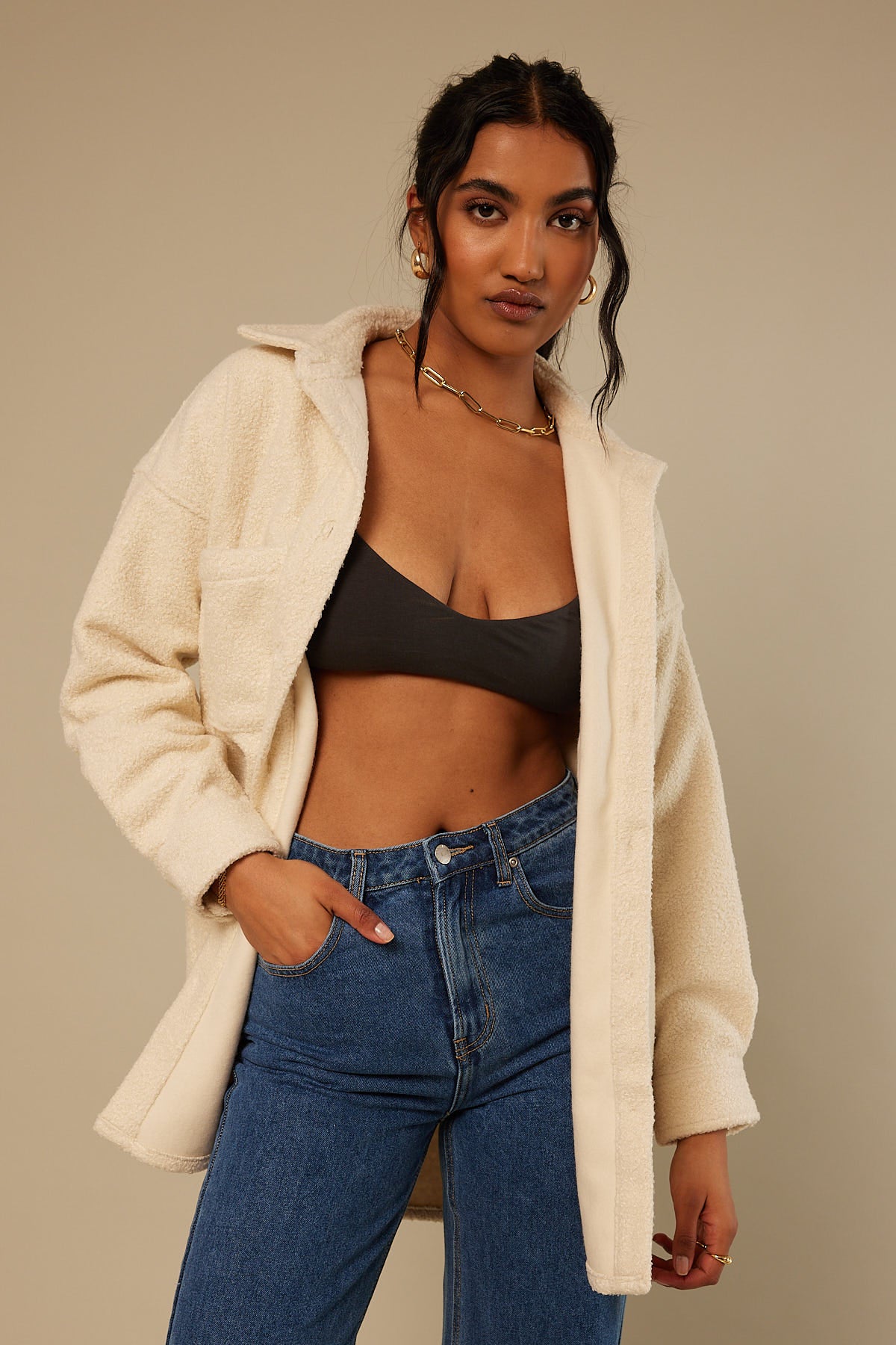 Perfect Stranger Boucle Overshirt Natural