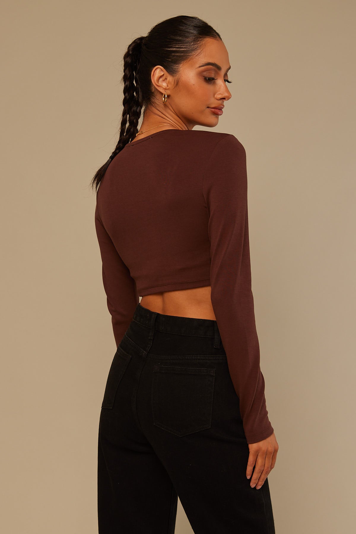 Perfect Stranger Long Sleeve Baby Tee Brown