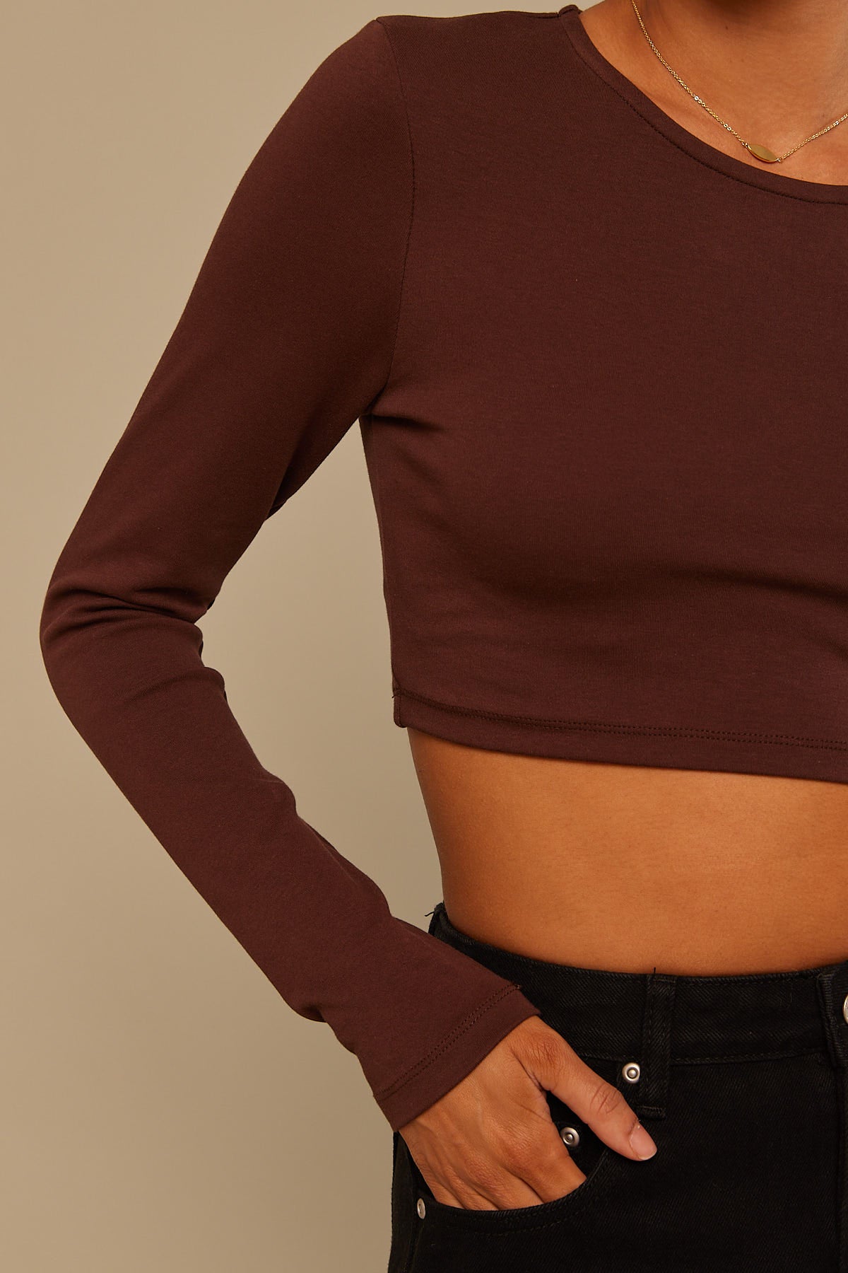 Perfect Stranger Long Sleeve Baby Tee Brown