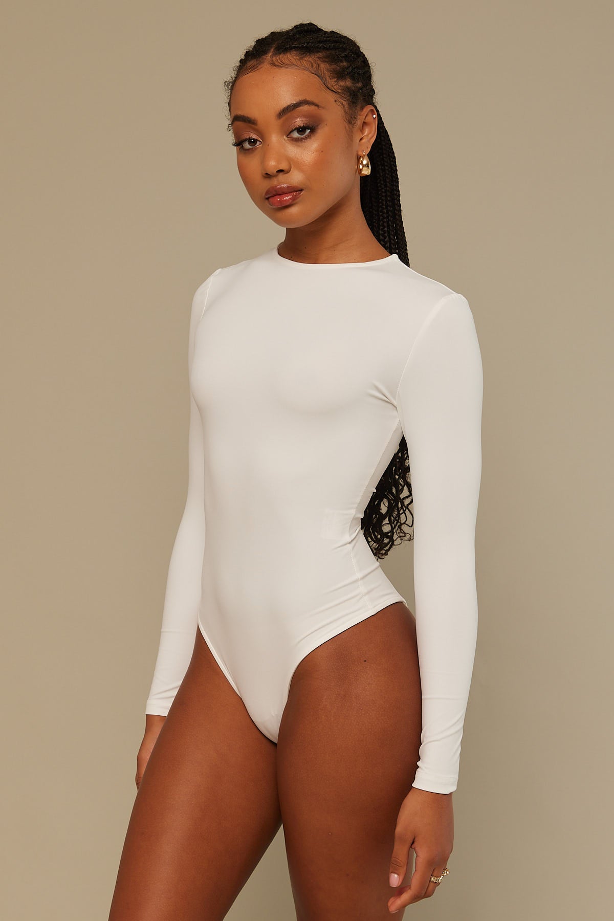 Perfect Stranger Crew Neck Bodysuit White