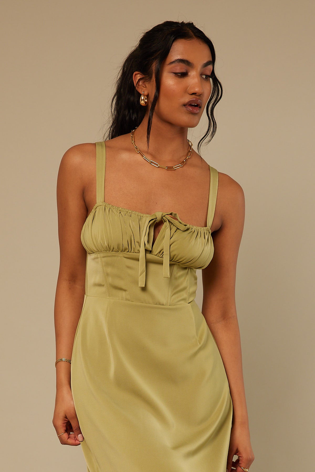Perfect Stranger Summer Evening Midi Dress Green