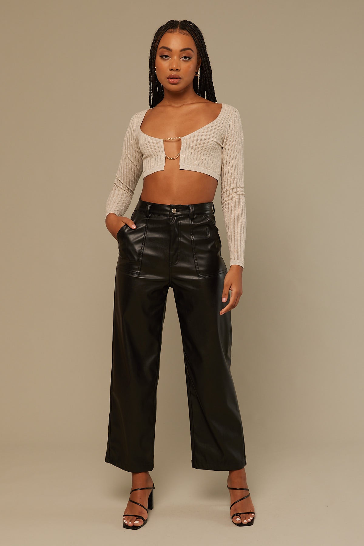 Perfect Stranger Sparkle Knit chain Top White