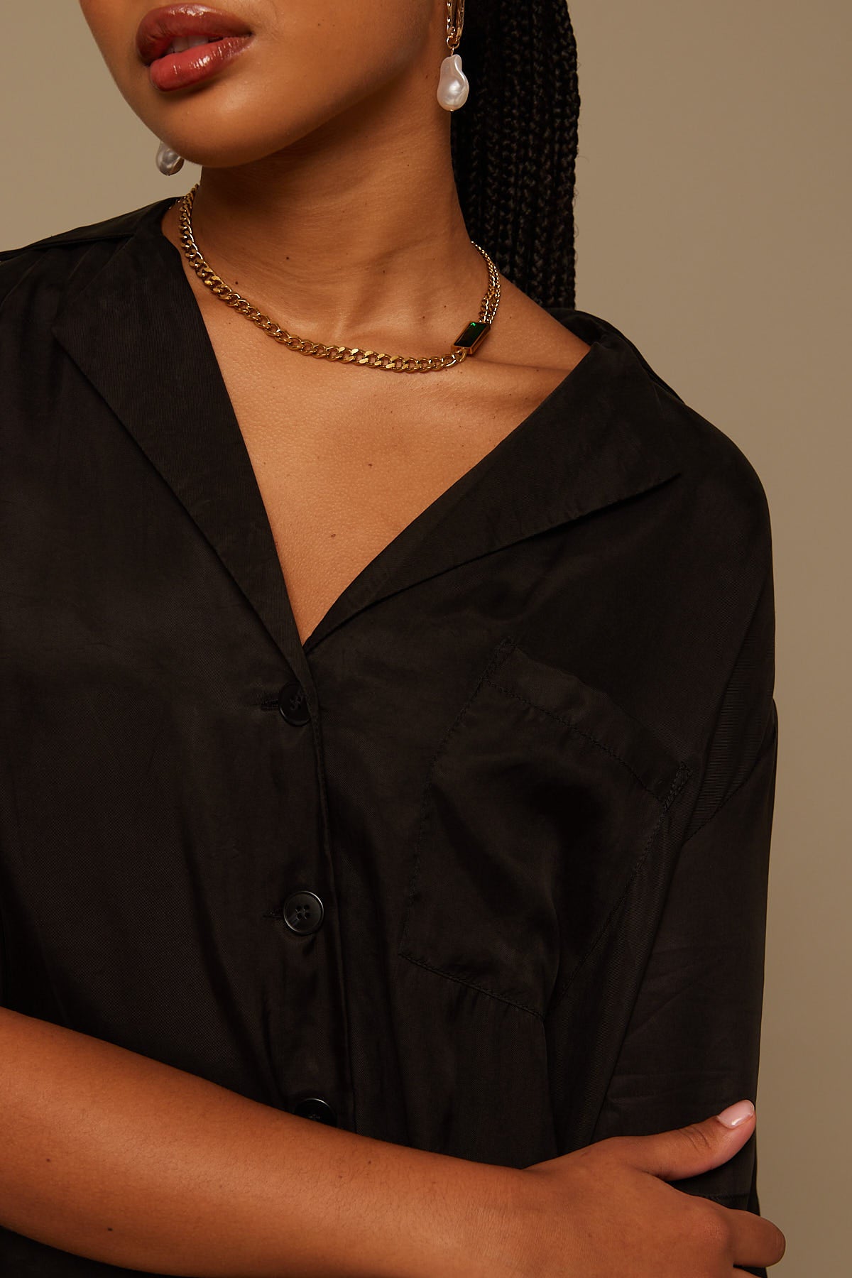 Perfect Stranger Ace Button Up Shirt Black