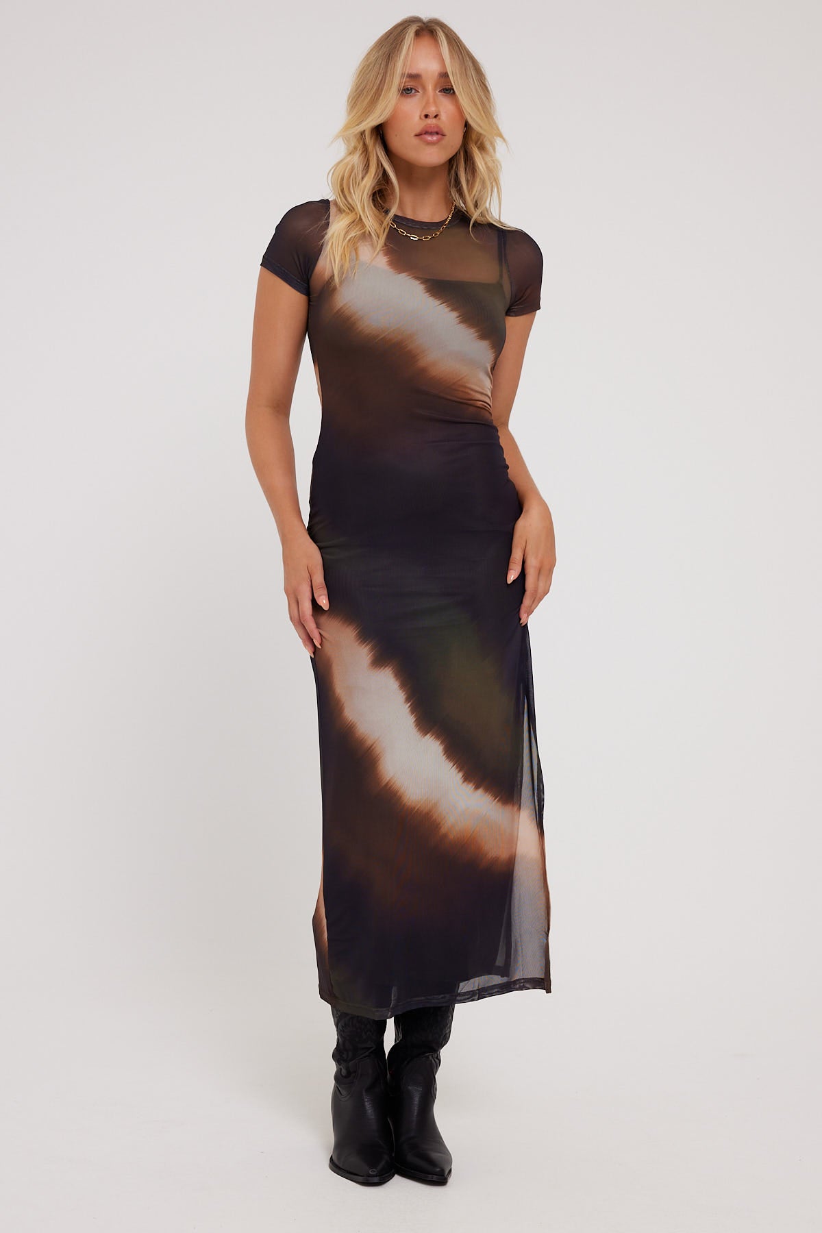 Perfect Stranger Mood Ring Mesh Midi Dress Multi Colour