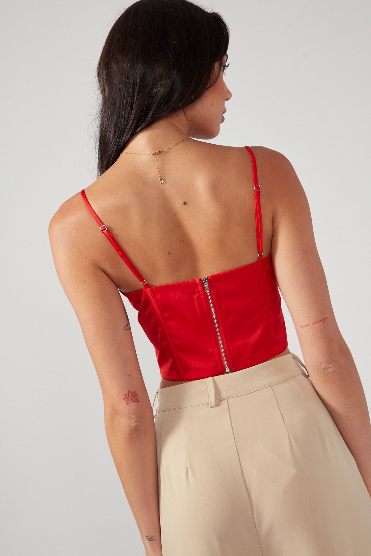 Perfect Stranger Cowl Neck Corset Top Red