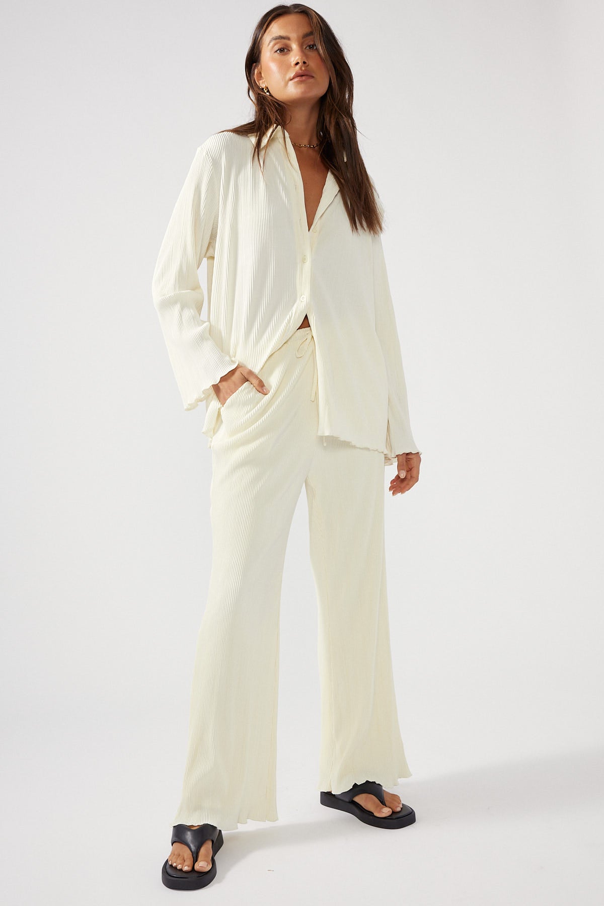 Perfect Stranger Plisse Pant Cream