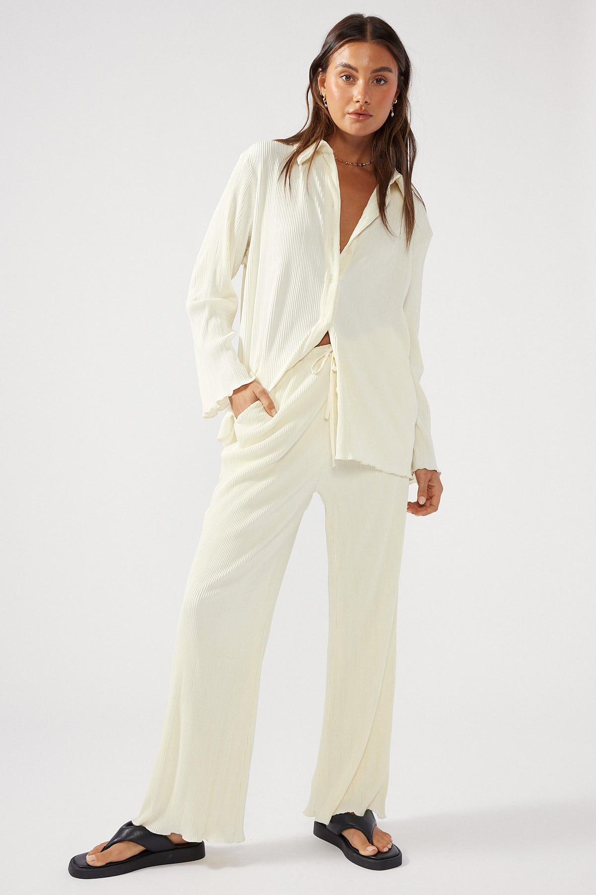 Perfect Stranger Plisse Pant Cream