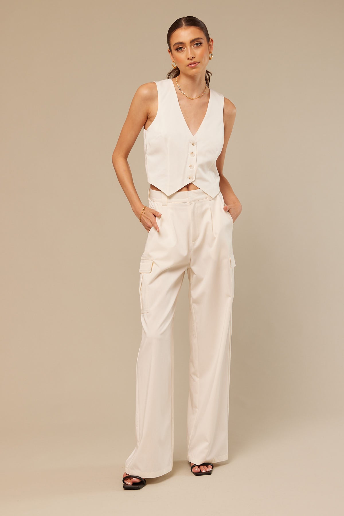 Perfect Stranger Agnes Relaxed Utility Pant White
