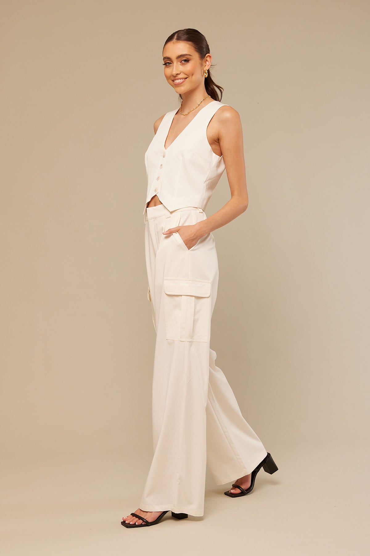 Perfect Stranger Agnes Relaxed Utility Pant White