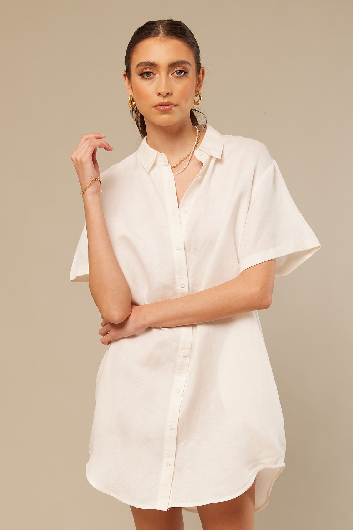 Perfect Stranger Summer Linen Mini Dress White