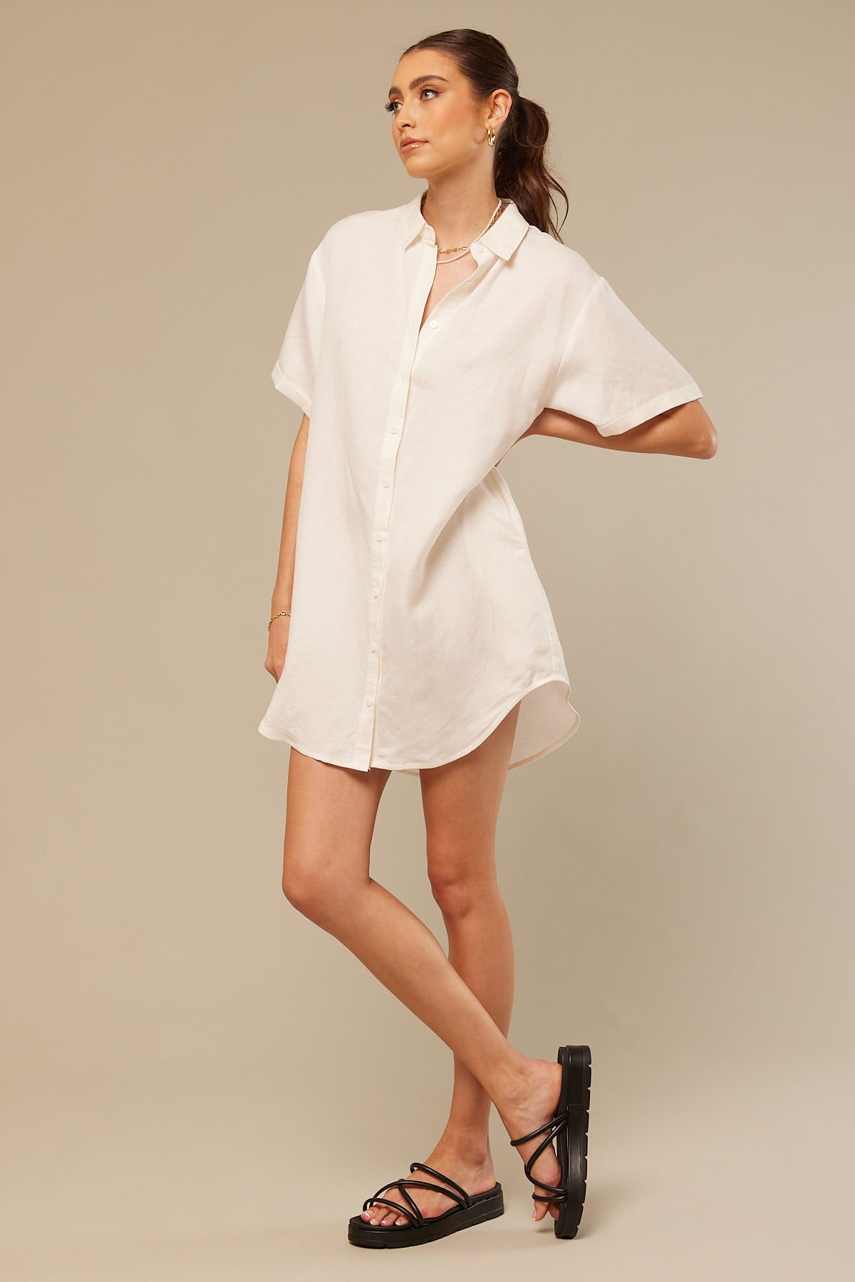 Perfect Stranger Summer Linen Mini Dress White