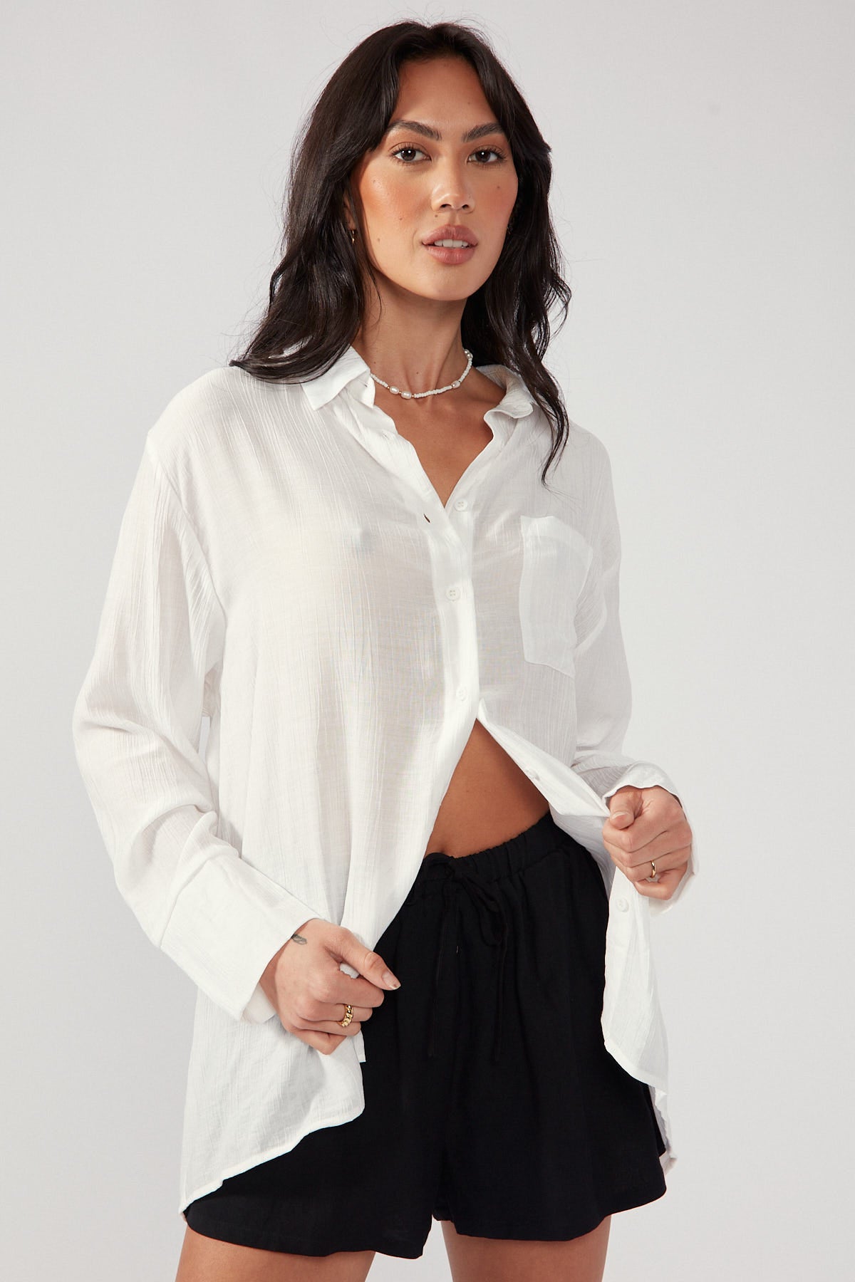 Perfect Stranger Summer Crinkle Shirt White