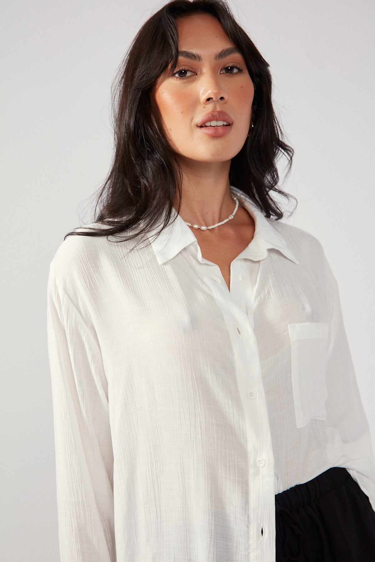 Perfect Stranger Summer Crinkle Shirt White
