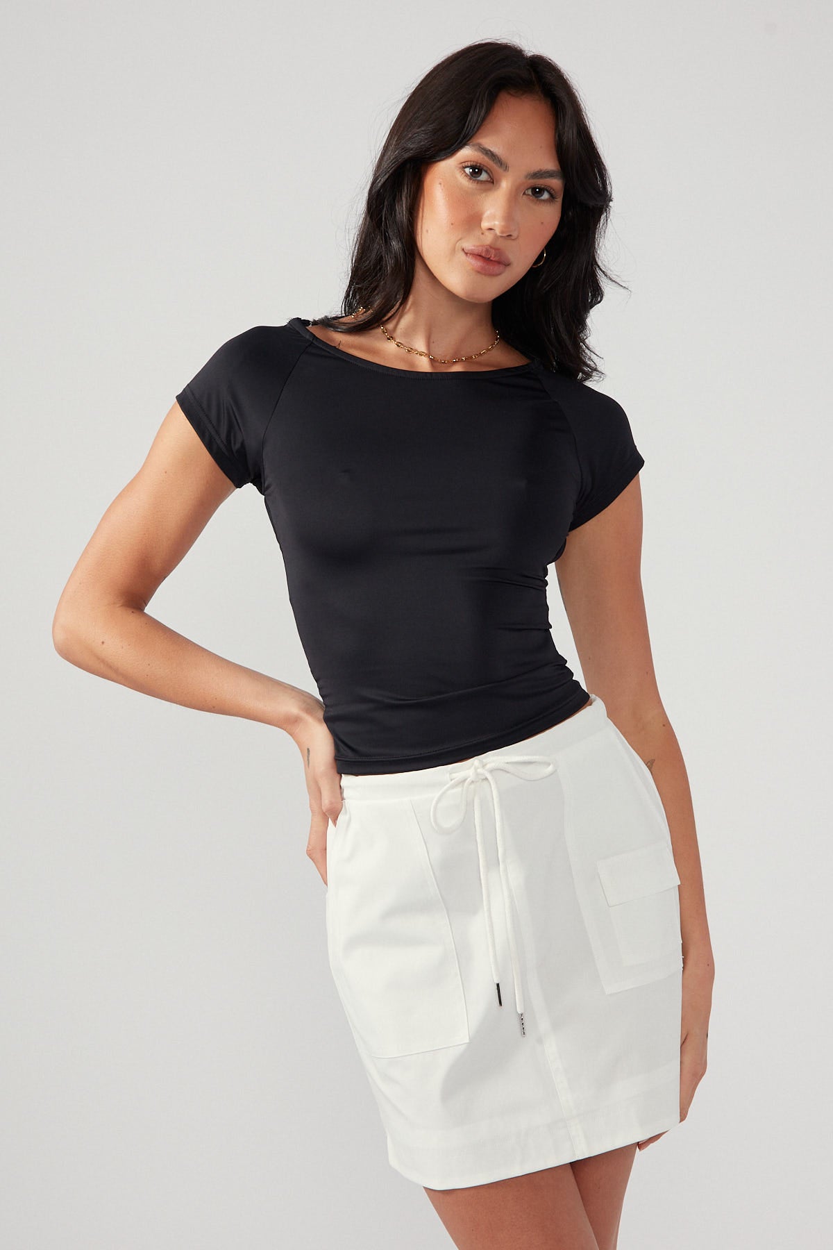 Perfect Stranger Open Back Top Black