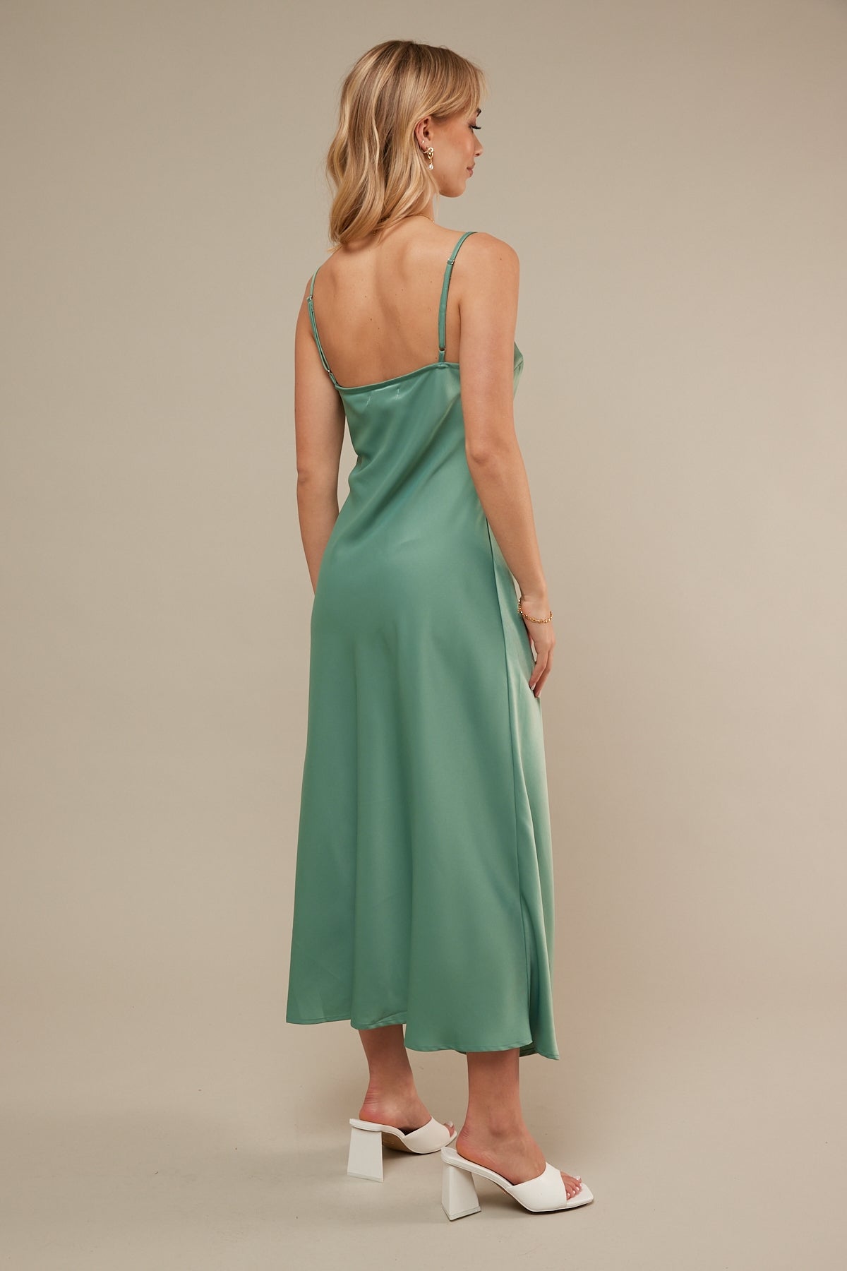 Perfect Stranger Simple Slip Midi Dress Green